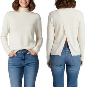 PINKO Erteria Turtleneck Sweater in Ivory Size XS Split Back Polo Neck